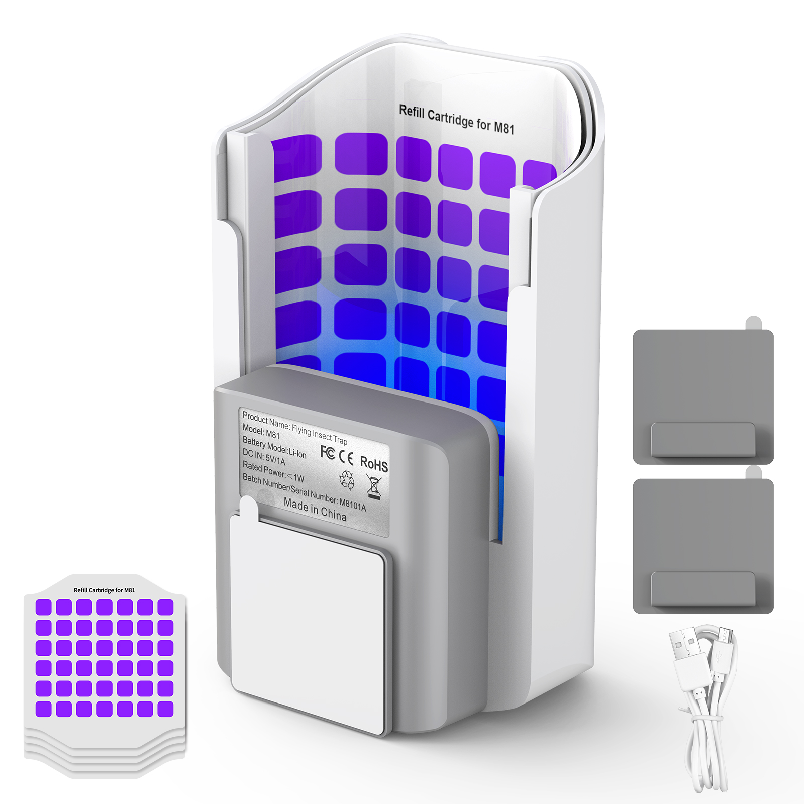 cordless rechargeable fruit fly trap — device